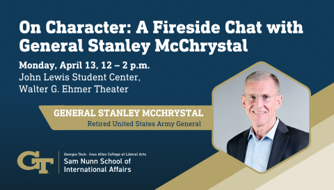 Photo of Gen. McCrystal, Title: On Character: A Fireside Chat with General Stanley McCrystal