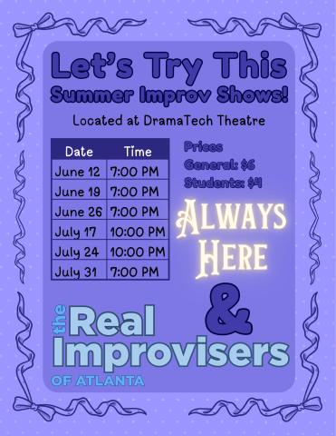 Let's Try This! DramaTech Improv Show purpleflyer