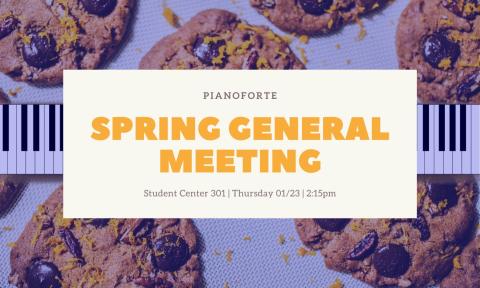 Flyer for PianoForte's second spring general meeting on 01/23/2020.