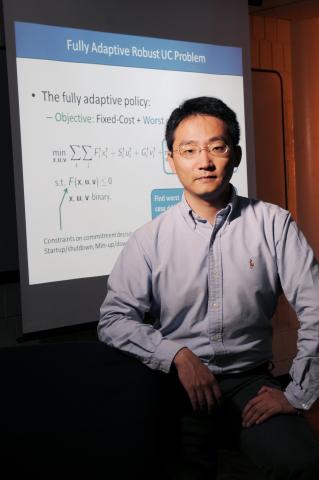 Andy Sun, assistant professor at ISyE, is collaborating with other research groups on an adaptive optimization model that considers the uncertainty of renewable resources in systems capacity and reliability.