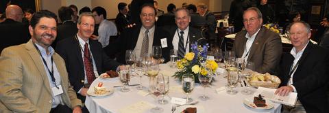 From left to right: Bruno Marcoccia (Domtar), Paul Durocher (SAPPI), Takis Taousakis (MeadWestvaco), Steve Cross, Chris Luettgen (Kimberly-Clark) and Norman Marsolan