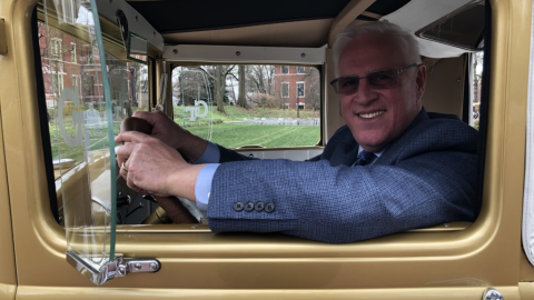 Professor John Tone in the Wreck car
