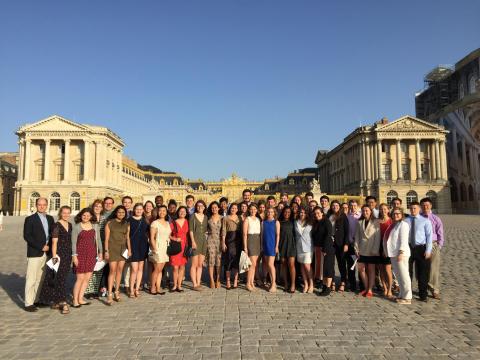 Students attend centennial commemoration of the signing of the Treaty of Versailles, in Versailles, France.