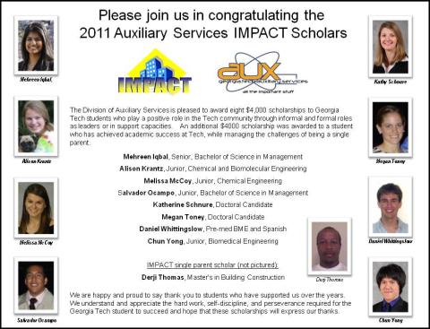 2011 Auxiliary Services IMPACT Scholars