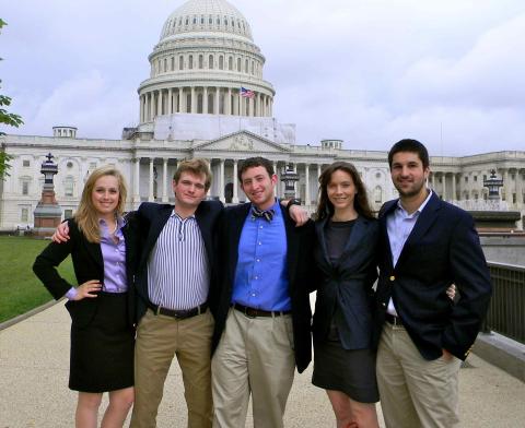 2012 CRC Winners, L to R: Mary Shoemaker, Tyler Folse, Mitch Blenden, Prof. Kim Cobb, and James Barazesh.