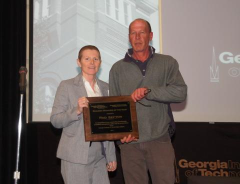 Chief Teresa Crocker presents the award to Rod at the 2013 Building Manager Symposium.