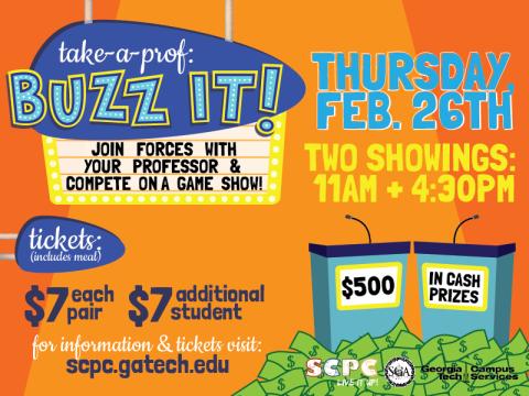 SCPC Comedy and Ent. and Arts and Culture presents: Take-A-Prof Buzz It!