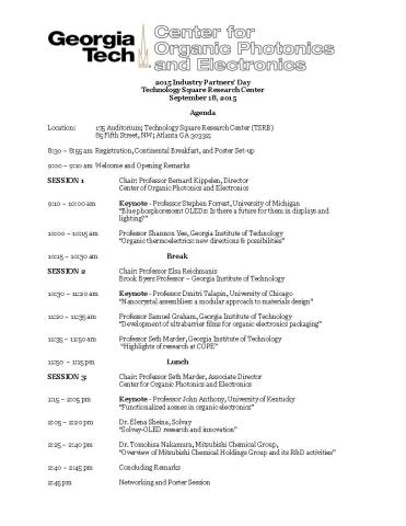 2015 COPE Industry Partners' Day Symposium Agenda