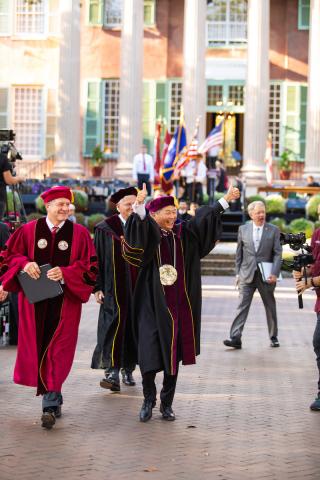 Tech graduate Andrew Hsu at his inauguration as president of College of Charleston.