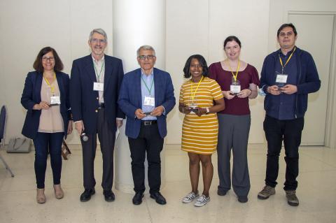 Ed Coyle poses with representatives of schools who won awards for Innovation in Partnership Building (left to right): Lina Karam (Lebanese American University), Ed Coyle (Georgia Tech), Riad Chedid (American University of Beirut), Angela Birkes (University of Georgia), Jennifer Flaherty (Georgia College and State University), and Cristian Celedon (Universidad de Chile).