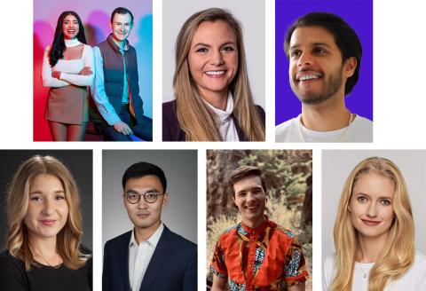 Eight Georgia Tech graduates were named to the 2023 Forbes 30 Under 30 List. Top row from left: Jhillika Kumar, Conner Reinhardt, Allyson McKinney, Sneh Parmar. Bottom row from left: Cambre Kelly, Zhenyu Zhang, Nicholas Selby, Lydia Hylton.