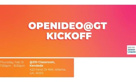 Flyer for OpenIDEO@GT's Kickoff on 2/13/2020.