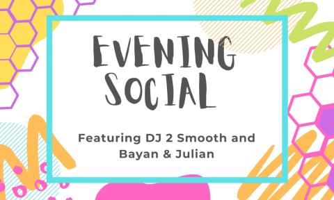 Flyer for the FASET Evening Social on Aug. 13, 2020 from 9-10:30 p.m.