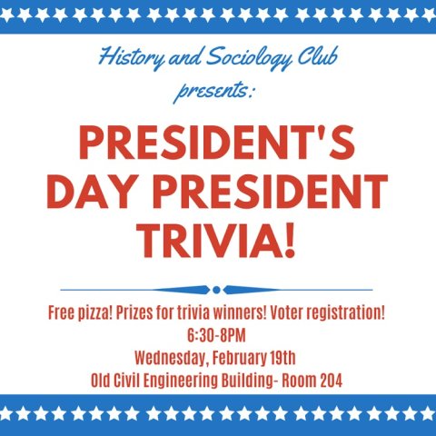 advertisement for president's day trivia