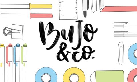 Cartoon stationary with "BuJo & co." written in the middle.