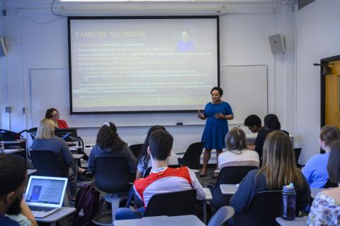 MLK Speaker Yamiche Alcindor, White House correspondent for the PBS NewsHour, visited Dr. D'Unger's HTS 2016 Social Issues and Public Policy class on January 15th.