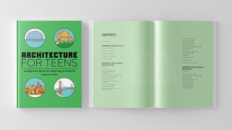 Front cover and table of contents for Danielle Willkens' book Architecture for Teens