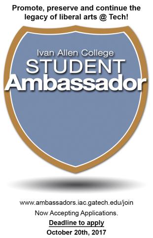 Ad for the IAC Student Ambassador program for fall 2017.