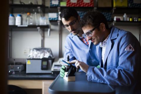 Aaron Blanchard and Khalid Salaita, associate professor of chemistry at Emory.  (2nd pic)