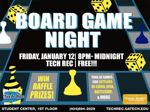 Tech Rec Board Game Night on 1/12!