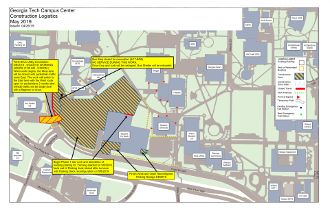 Construction Map of Campus Center Impacts