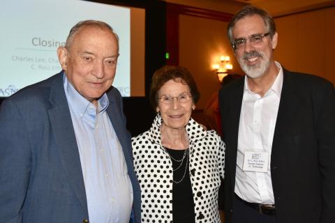 Nerem receiving the medal with his wife, Marilyn, and friend/colleague Ross Ethier