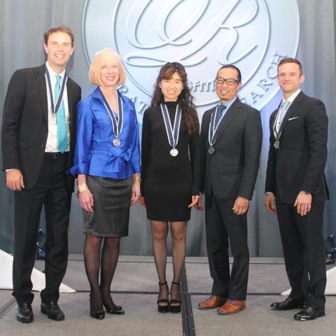 Dr. William T. Mahle (CHOA), Dr. Gail D. Pearson, MD, ScD (NHLB), Virginia C. and Joseph C. Mello Chair Eva K Lee, PhD (ISyE), Dr. Richard G Ohye, MD (Mott Children's), and Dr. Michael Gaies, MD, MPH (Mott Children's) were inducted as the Franz Edelman Laureates on April 16 2018 at the 2018 INFORMS Business Analytics Meeting in Baltimore Maryland. [Not pictured: Dr. Susan Nicolson, MD (Children's of Philadelphia) and Dr. Lara Shekerdemian (Texas Children's)]