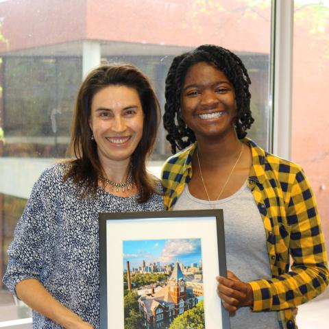 Elta Clarke, receipient of the COE Honors Day Award, with Professor Natashia Boland