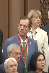 Close up of John Crittenden as he receives the China Friendship Award on September 30, 2019.