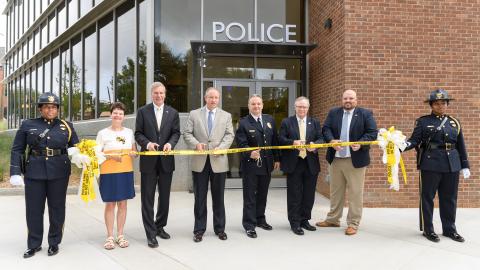 Georgia Tech officials cut the ribbon on the new Georgia Tech Police Department building.