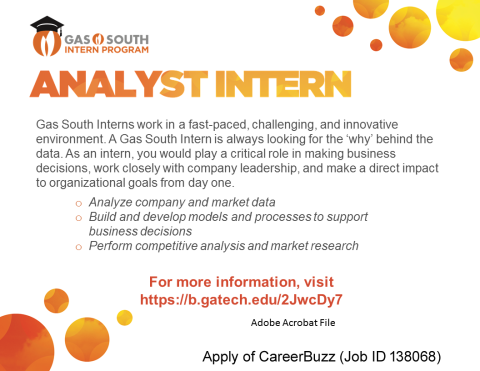 Advertisement for Gas South analyst interns
