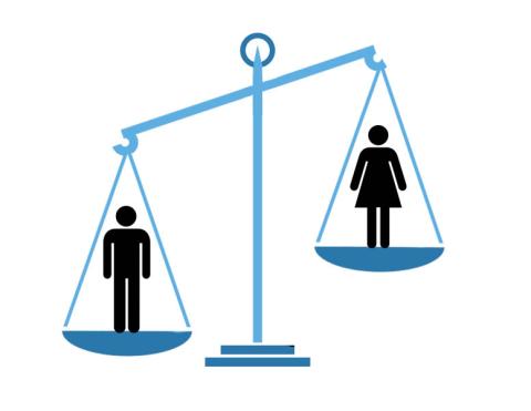 Scale showing gender bias in illustrated form