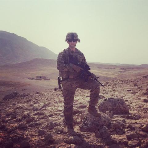 Scheller Full-time MBA student Jarrod Snell standing on duty for the U.S. Army in Greater Mosul, Iraq in 2016. 