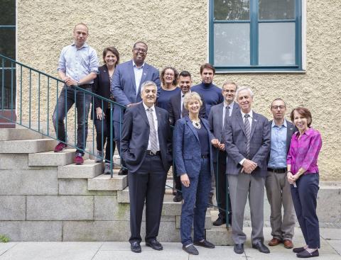 A photo of Speakers, panelists, and attendees at the European Innovation Forum in Munich. Anna Westerstahl Stenport is pictured in the middle. 