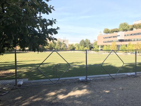 Fence around green space