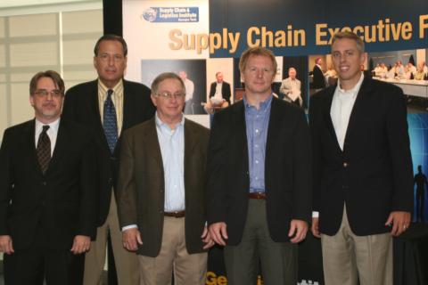 (L to R) Jack Allen, Cisco Systems; John Bauer, Starbucks Coffee Company; Dr. John Langley, SCL;  Eric Peters, FoodLink Online; John Welling, Wal-Mart Innovation.