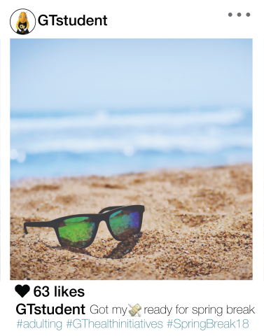 Instagram framed image of sunglasses on a beach