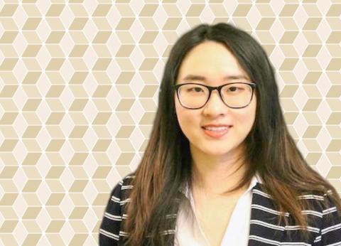 Image of Jie Chen on a gold patterned background