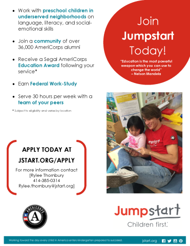 Flyer for the Americorp Jumpstart program.