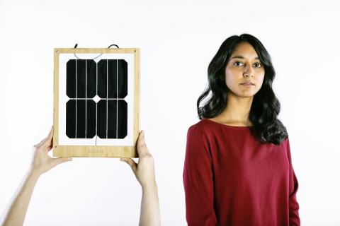 Krystal Persaud and her customizable solar panels.