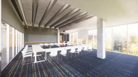 rendering of a large meeting room in the exhibition hall
