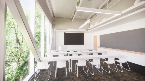 rendering of a medium meeting room in the exhibition hall