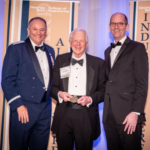 ISyE alumnus Jim McClelland with General (Ret.) Phil Breedlove and COE Dean Steve McLaughlin