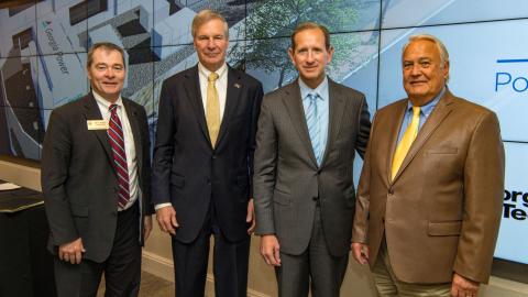 From L to R: Georgia Public Service Commissioner Tim Echols, Georgia Tech President G.P. "Bud" Peterson, Chairman President and CEO for Georgia Power Paul Bowers, Georgia Public Service Commission Chairman Lauren “Bubba” McDonald 