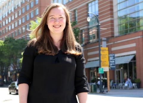 Miranda Parker stands by the street