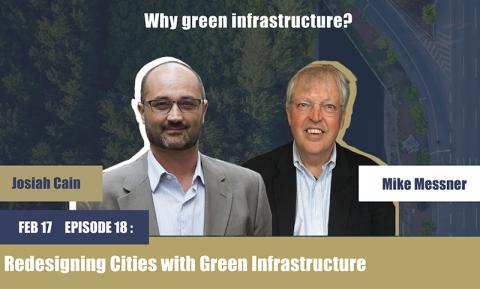 Headshots of Josiah Cain and Mike Messner with the question Why Green Infrastructure?