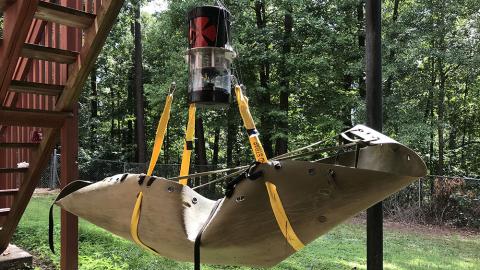 A prototype of the Stabilizing Aerial Loads Utility System, SALUS. (Photo Courtesy: Mahdi Al-Husseini)