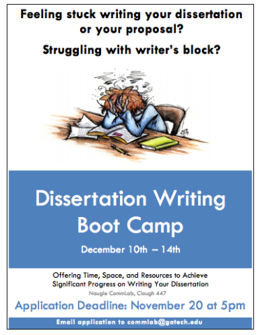 Flyer for the Dissertation Writing Boot Camp