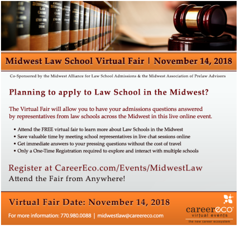 Information for the Midwest Law School fair on November 24, 2018.