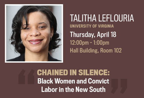 Advertisement for Talitha LeFlouria talk on 4/18